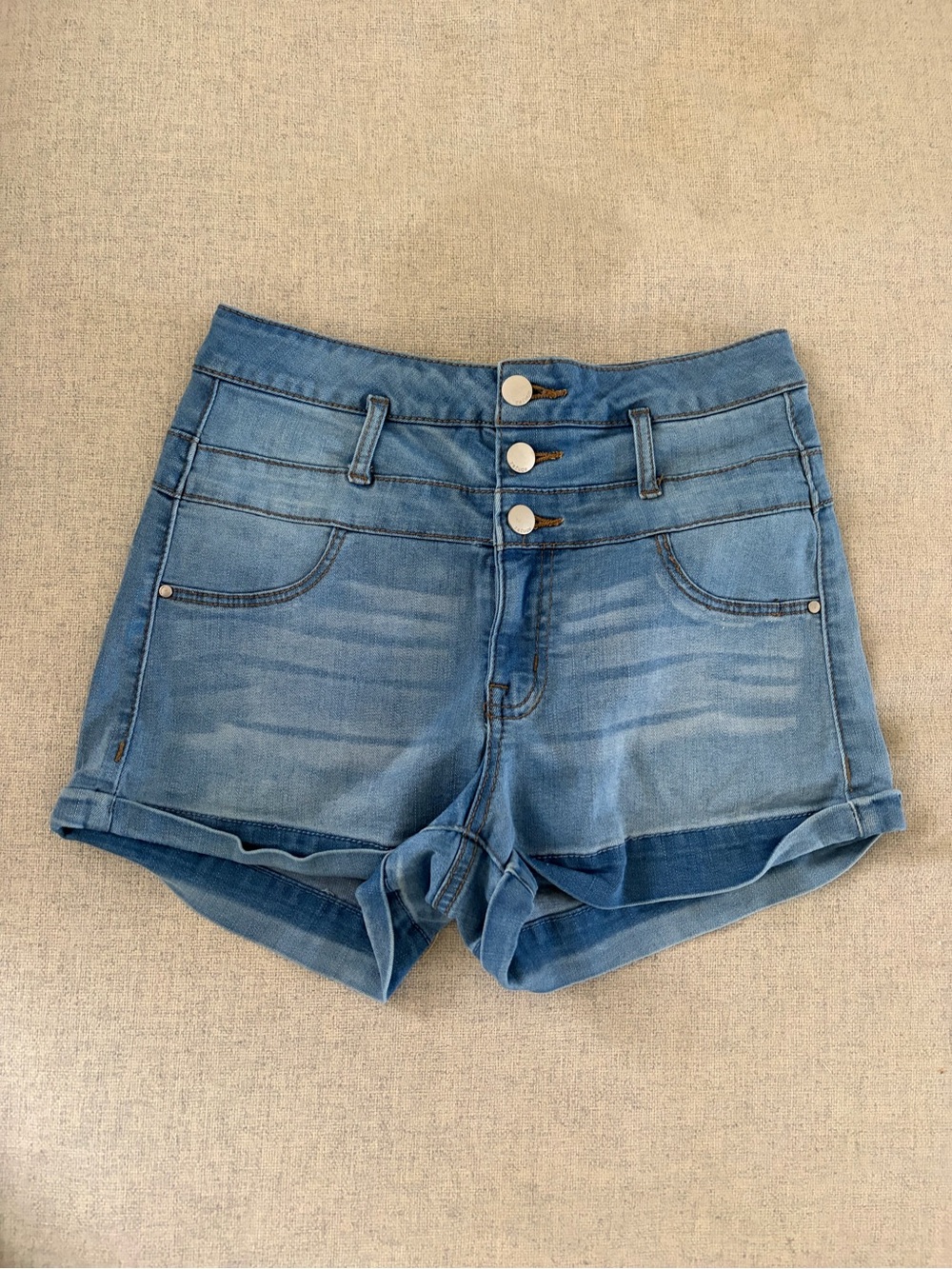 Refuge High Waisted Triple Button Denim Shorts Size 4